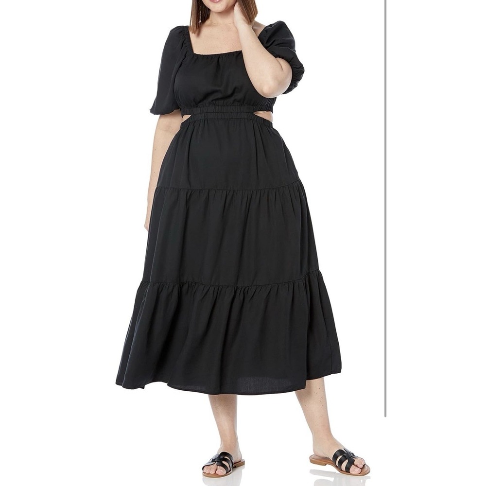The Drop Women's Anaya Square Neck Cut-out Tiered Maxi Dress, Black, L, NWT - Picture 14 of 16